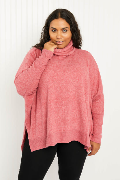 Zenana Love and Cuddles Full Size Cowl Neck Poncho Sweater