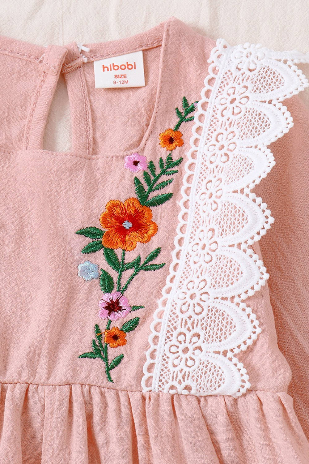 Girls Embroidered Lace Trim Dress