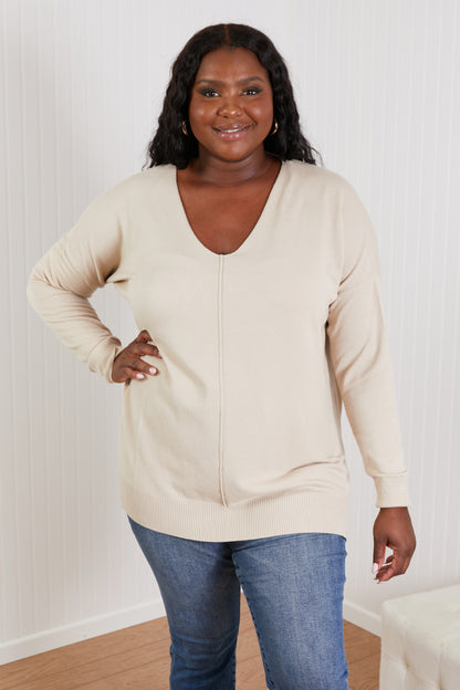 Zenana Sweater Weather Full Size Center Seam Tunic Sweater