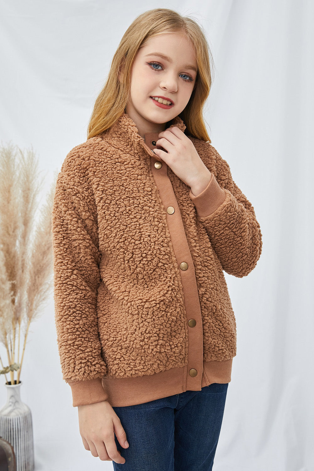 Girls Snap Front Teddy Jacket